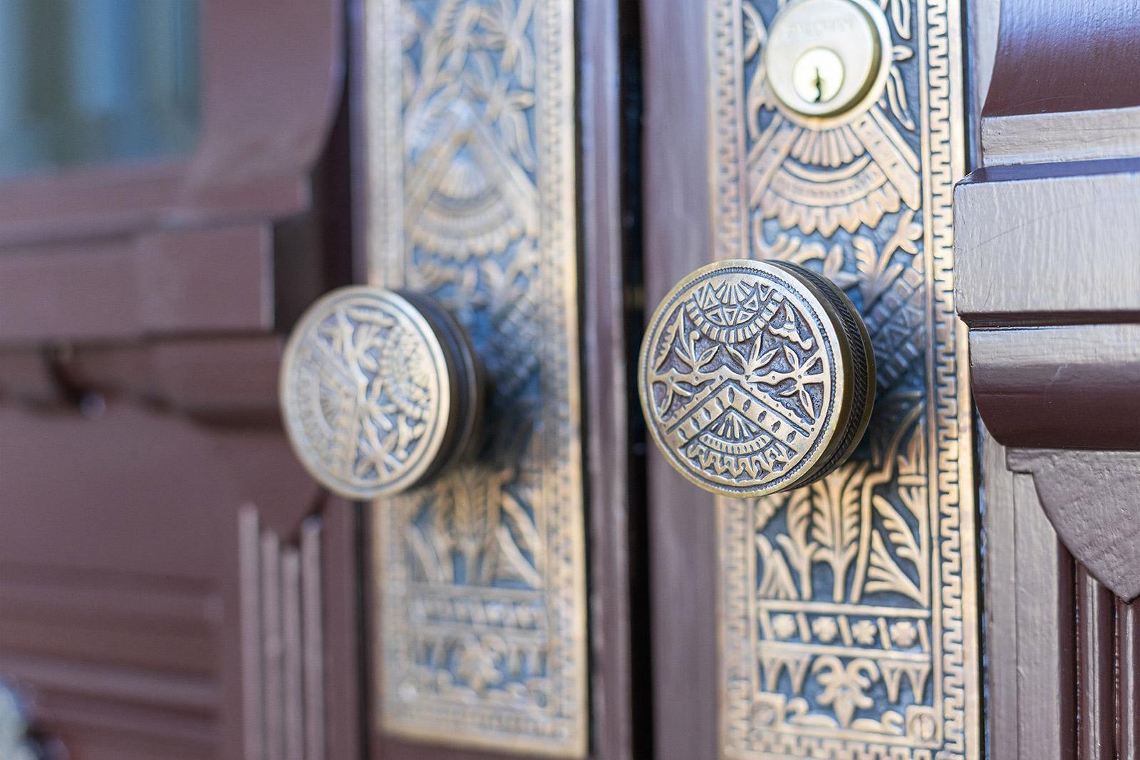 Detail of custom door hardware