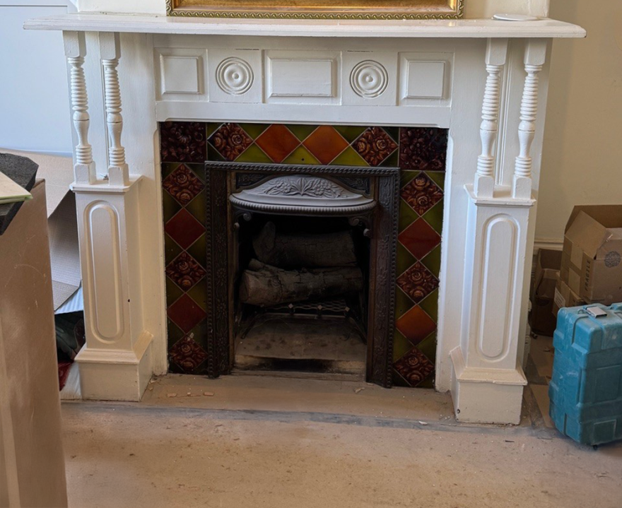 Before: fireplace construction