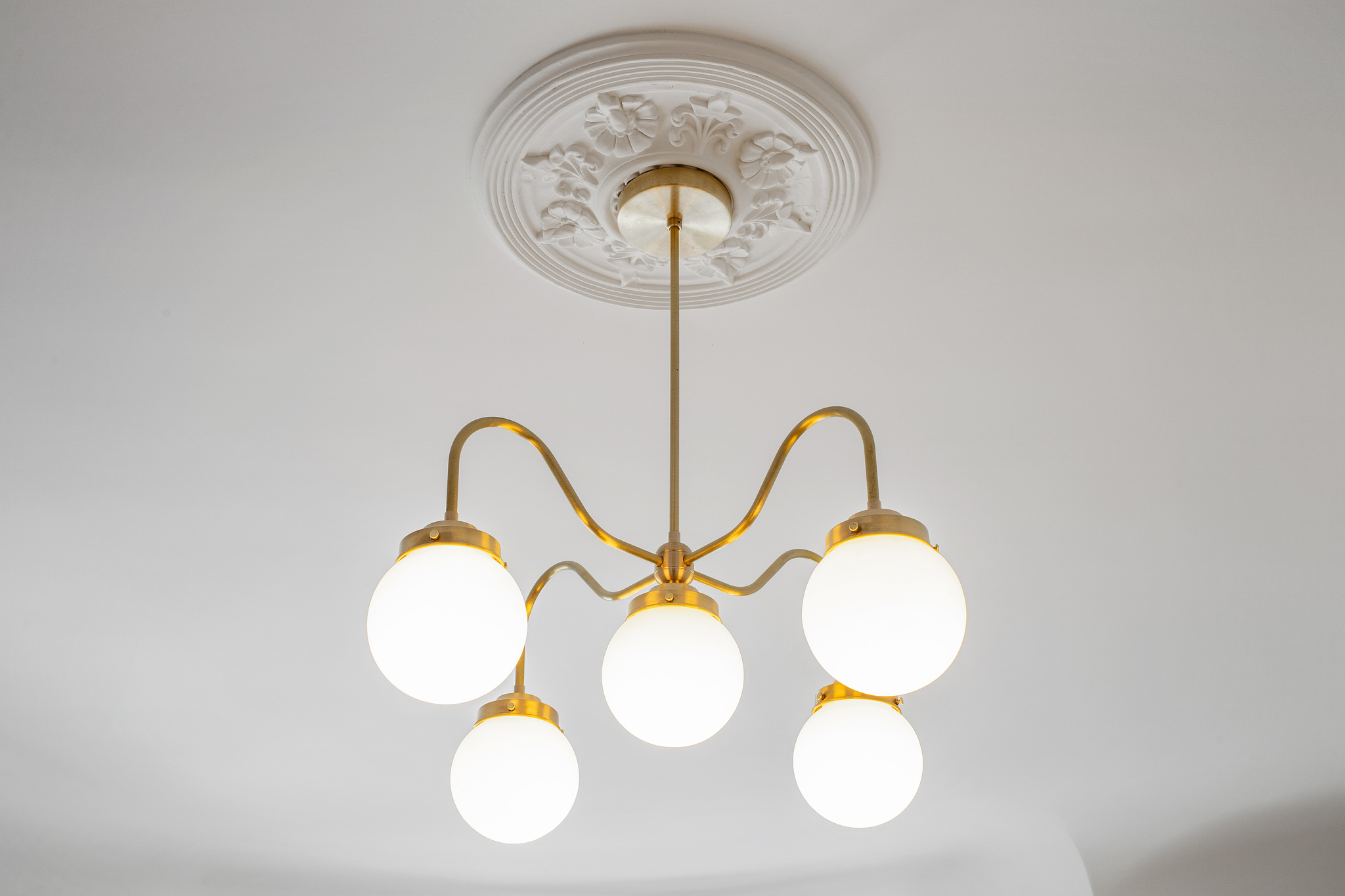 Close-up vide of a fixture with custom plaster medallion